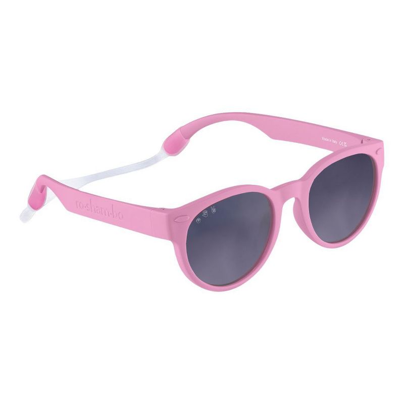 Roshambo Bend-in-Half Flexible Round Kids Sunglasses | Made in Italy | Polarized UV400 Lens | Carrying Sleeve, Silicone Strap & Ear Locks Included!