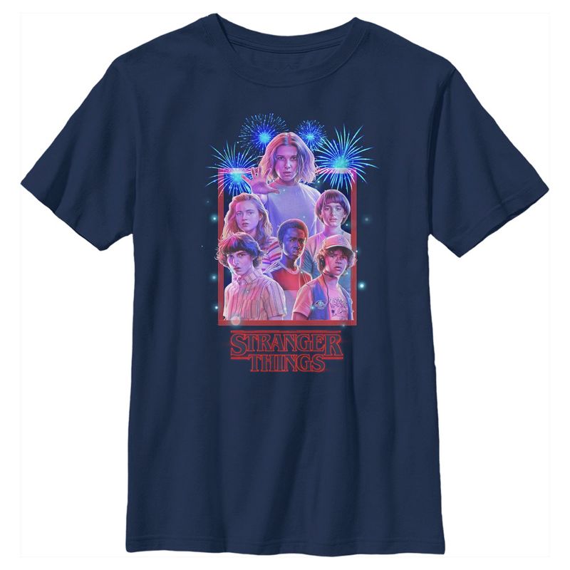 تي شيرت بإطار شخصية مسلسل Stranger Things بمناسبة الرابع من يوليو للأولاد
