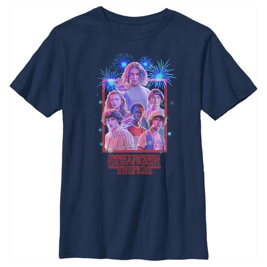 تي شيرت بإطار شخصية مسلسل Stranger Things بمناسبة الرابع من يوليو للأولاد