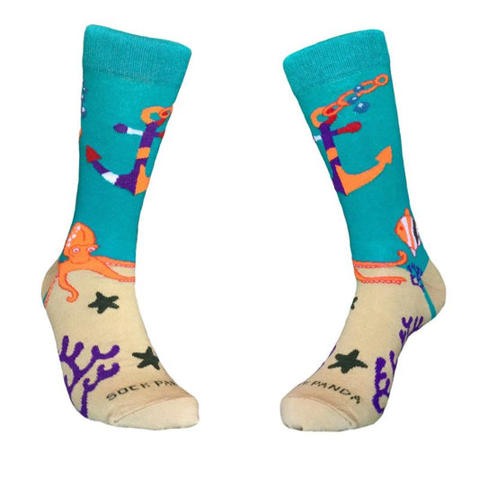 Under the Sea Anchor and Octopus Socks - Size 10-13 (Adult Large or Small Sizes) from the Sock Panda