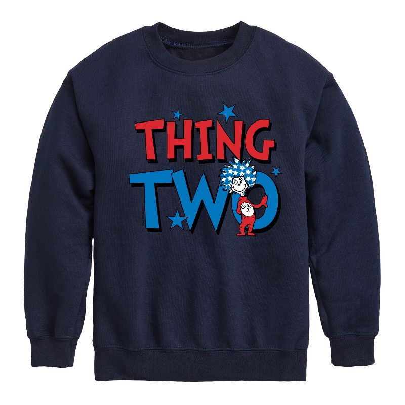 Boys' - Dr. Seuss - American Thing Two Graphic Long Sleeve Fleece Sweatshirt