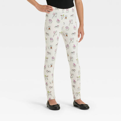 Girls' Halloween Leggings - Cat & Jack™ Cream
