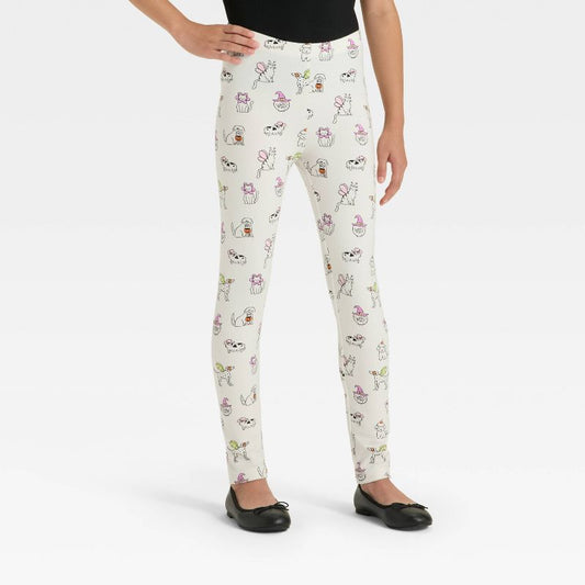 Girls' Halloween Leggings - Cat & Jack™ Cream
