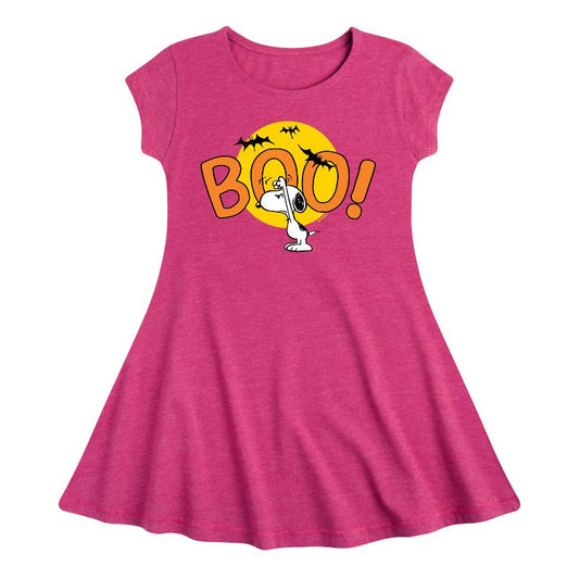 Girls' - Peanuts - Boo Snoopy Fit & Flair Cap Sleeve Dress