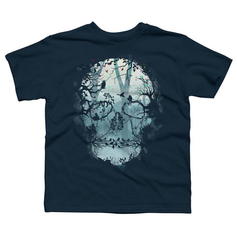 تي شيرت بتصميم جمجمة الغابة المظلمة للأولاد من تصميم البشر من سيتشكو