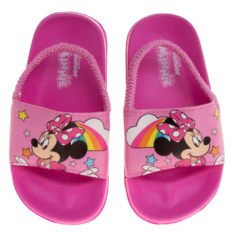 Disney Minnie Mouse Girls Slides - Summer Sandal water pool beach shoes with backstrap Open Toe - Pink (sizes 5-12 Toddler)