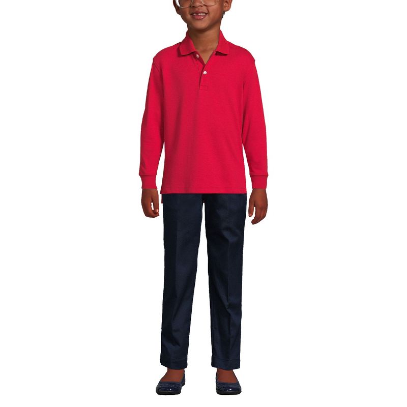 Lands' End School Uniform Kids Long Sleeve Interlock Polo Shirt