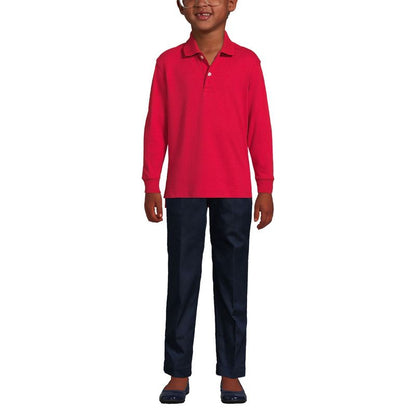 Lands' End School Uniform Kids Long Sleeve Interlock Polo Shirt