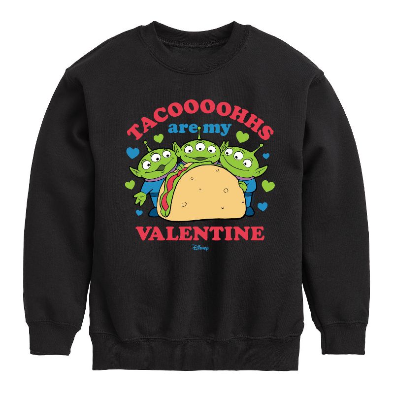 Boys' - Toy Story - Tacos Are My Valentine Graphic Long Sleeve Fleece Sweatshirt