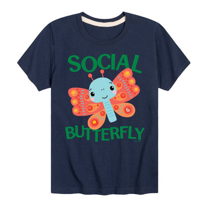 تي شيرت جرافيكي بأكمام قصيرة من فيشر برايس للأولاد - فراشة اجتماعية