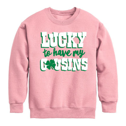 Boys' - Instant Message - St. Patrick's Day Lucky to Have My Cousins Graphic Long Sleeve Fleece Sweatshirt