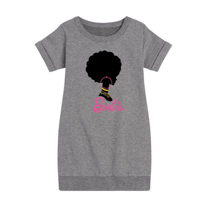 Girls' - Barbie - Afro and Hoops Graphic Short Sleeve Fleece Dress