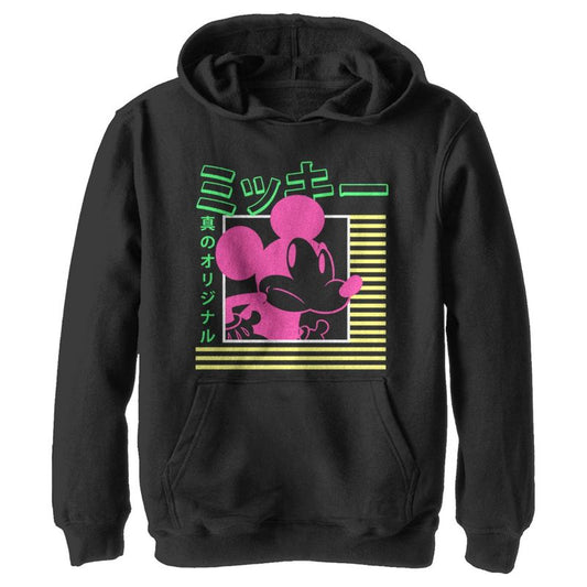 Boy's Disney Mickey Mouse Neon Kanji Pull Over Hoodie