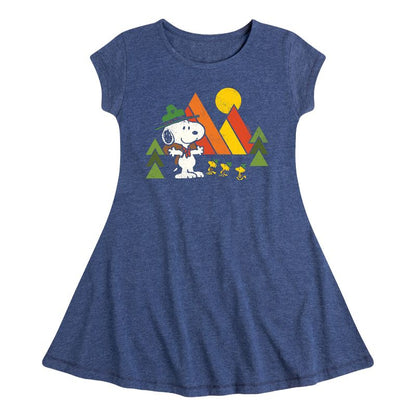 Girls' - Peanuts - Retro Trailblazer Fit & Flair Cap Sleeve Dress