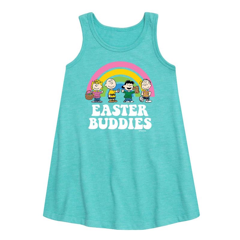 Girls' - Peanuts - Easter Buddies Graphic Sleeveless Aline Dress