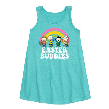 Girls' - Peanuts - Easter Buddies Graphic Sleeveless Aline Dress