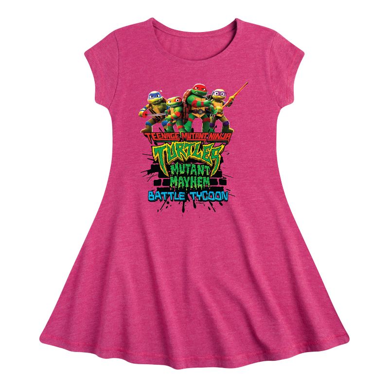 Girls' - Teenage Mutant Ninja Turtles - Battle Tycoon Group Fit & Flair Cap Sleeve Dress