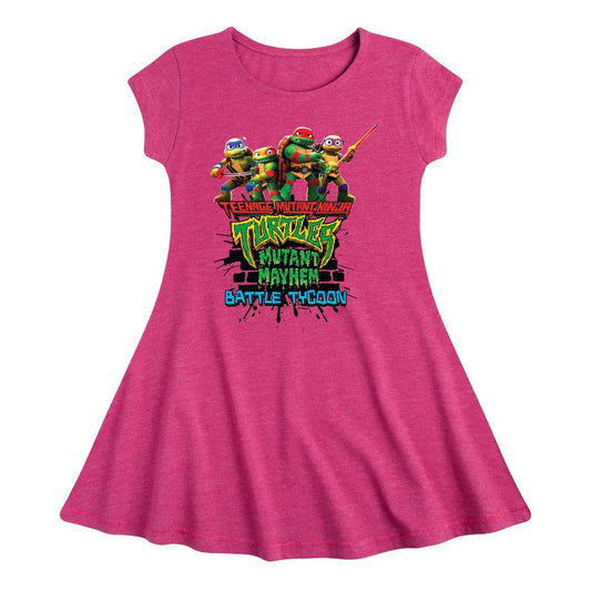 Girls' - Teenage Mutant Ninja Turtles - Battle Tycoon Group Fit & Flair Cap Sleeve Dress