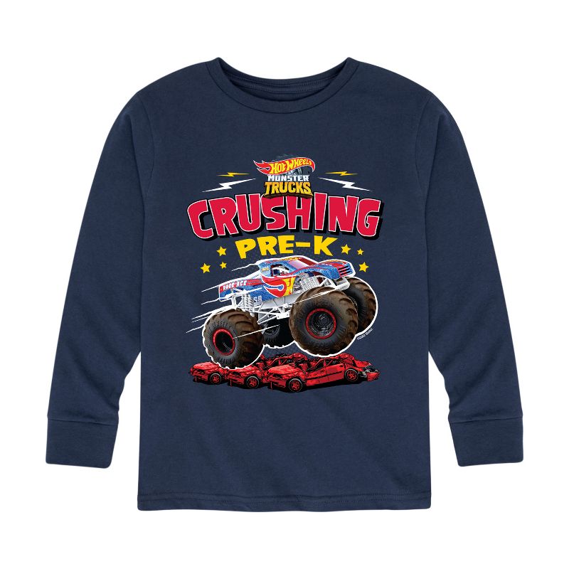 Boys' - Hot Wheels - Crushing Pre K Long Sleeve Graphic T-Shirt