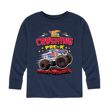 Boys' - Hot Wheels - Crushing Pre K Long Sleeve Graphic T-Shirt