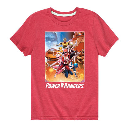 Boys' - Power Rangers - Retro Comic Cover- Boy's Short Sleeve Tee Short Sleeve Graphic T-Shirt