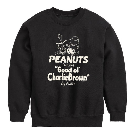 Boys' - Peanuts - Good ol' Charlie Brown Graphic Long Sleeve Fleece Sweatshirt