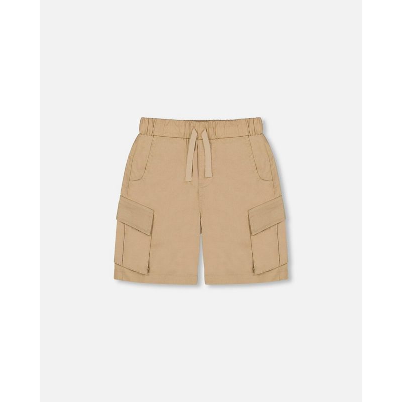 Deux par Deux Boy Parachute Cargo Pocket Shorts بيج فاتح