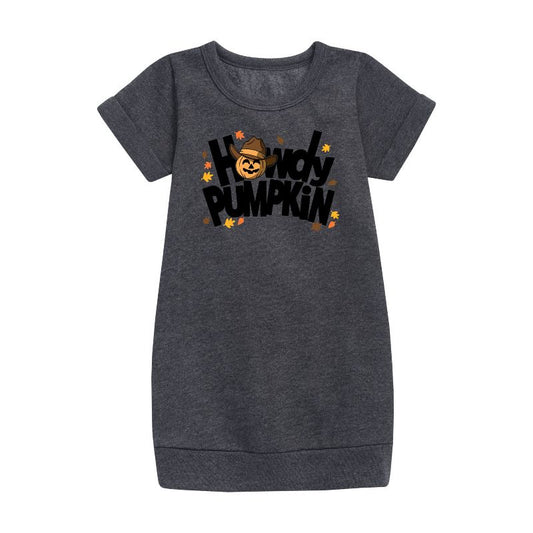 Girls' - Instant Message - Fall Graphic Short Sleeve Fleece Dress