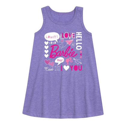 فستان عيد الحب بدون أكمام بتصميم جرافيكي من باربي للبنات