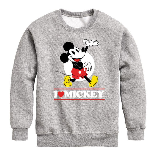 Boys' - Disney - I Love Mickey Graphic Long Sleeve Fleece Sweatshirt