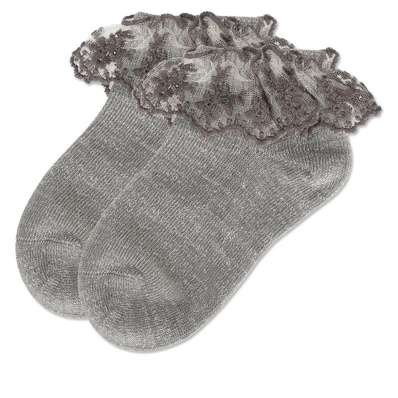 Memoi Girls' Step and Shimmer Ruffle Anklet Socks