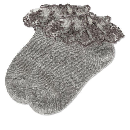 Memoi Girls' Step and Shimmer Ruffle Anklet Socks