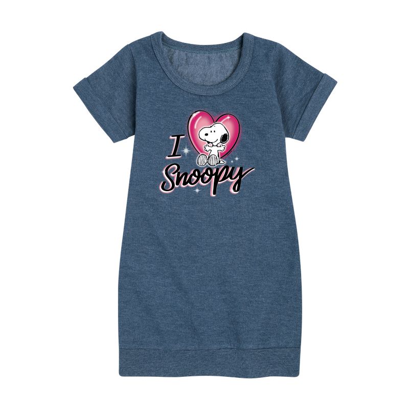 Girls' - Peanuts - I Heart Snoopy Graphic Short Sleeve Fleece Dress