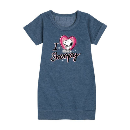 Girls' - Peanuts - I Heart Snoopy Graphic Short Sleeve Fleece Dress