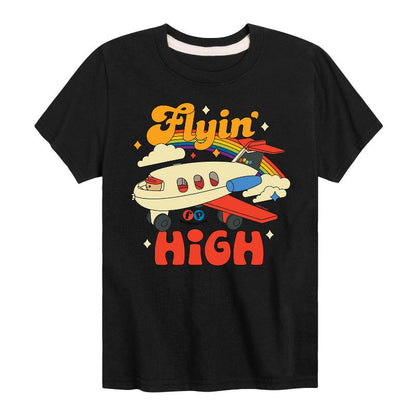 تي شيرت فيشر برايس للأولاد بأكمام قصيرة ورسومات قوس قزح وطائرة عالية الارتفاع