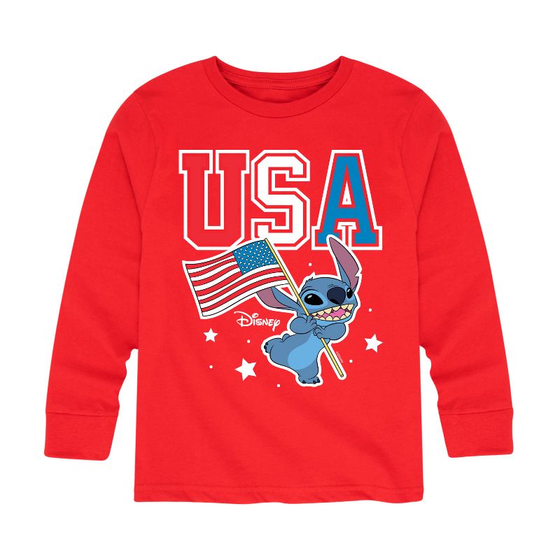 Boys' - Lilo and Stitch - USA Stitch Long Sleeve Graphic T-Shirt