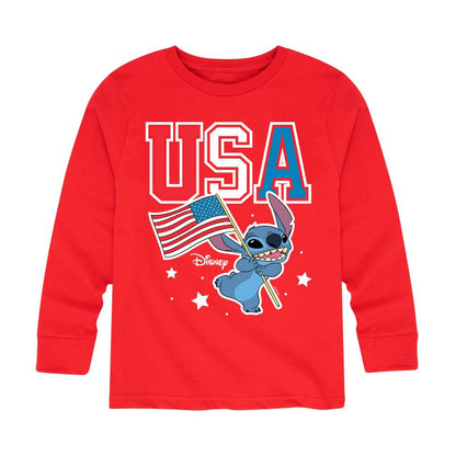 Boys' - Lilo and Stitch - USA Stitch Long Sleeve Graphic T-Shirt