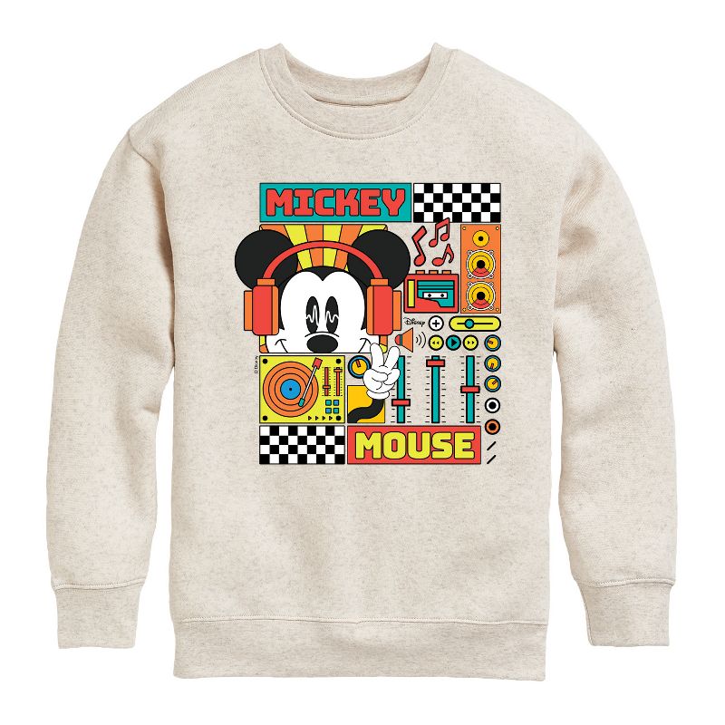 Boys' - Disney - Mickey Mouse Rhythm Waves Graphic Long Sleeve Fleece Sweatshirt