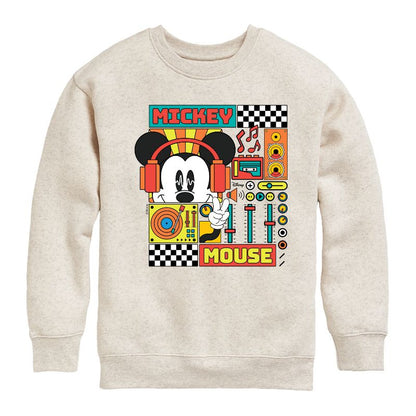 Boys' - Disney - Mickey Mouse Rhythm Waves Graphic Long Sleeve Fleece Sweatshirt