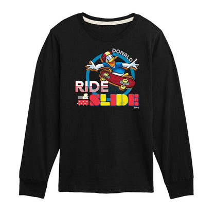 Boys' - Disney - Donald Duck Skater Ride & Slide Long Sleeve Graphic T-Shirt