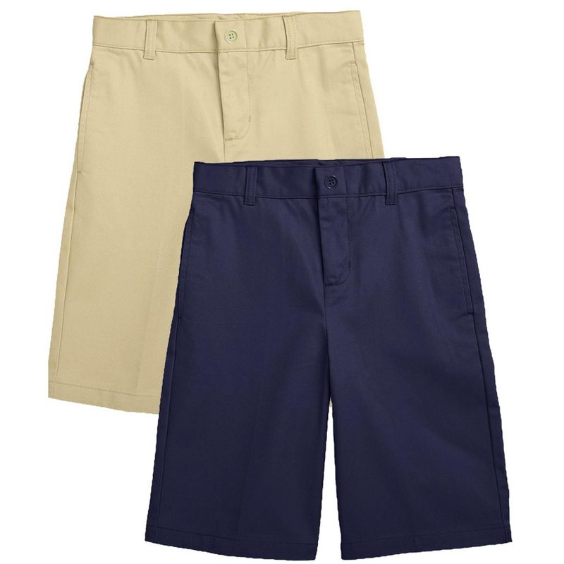 Galaxy Approved Boy's Stretch Slim Fit School Uniform Twill Shorts-2 Pack
