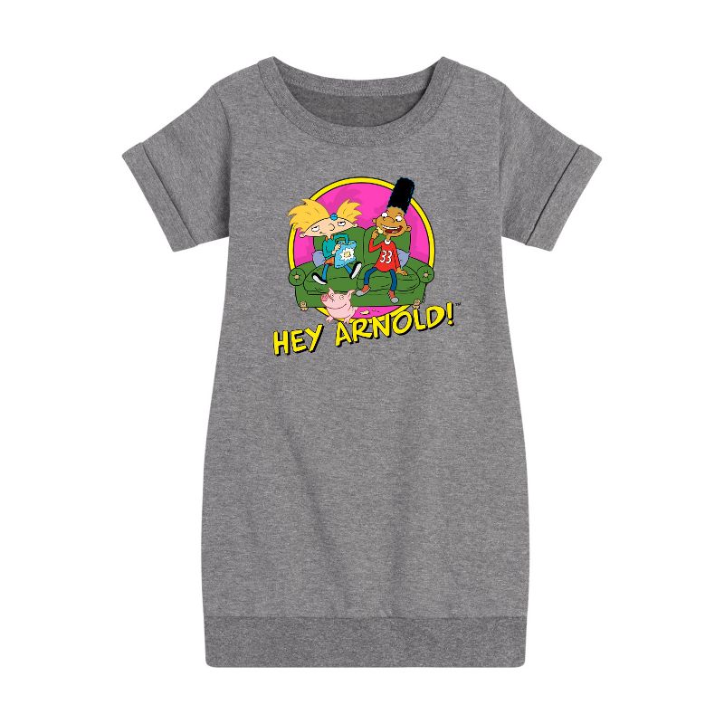 Girls' - Hey Arnold! - Arnold and Friends Graphic Short Sleeve Fleece Dress