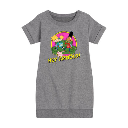 Girls' - Hey Arnold! - Arnold and Friends Graphic Short Sleeve Fleece Dress