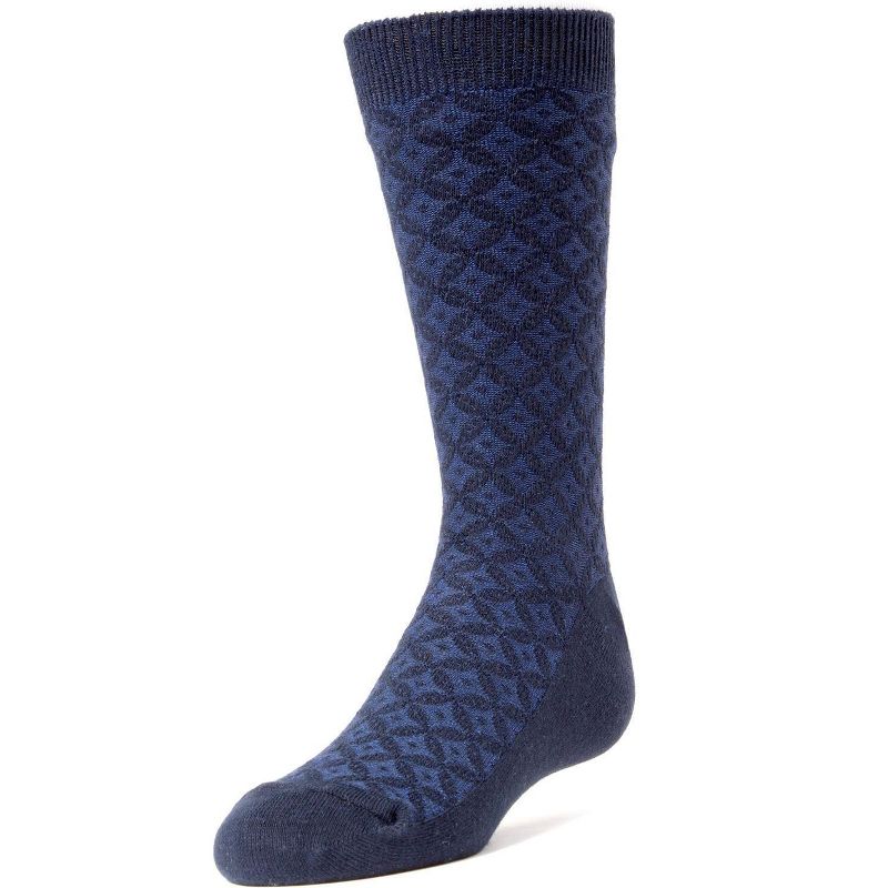 Memoi Diamonds and Dots Boys Dress Cotton Blend Crew Socks