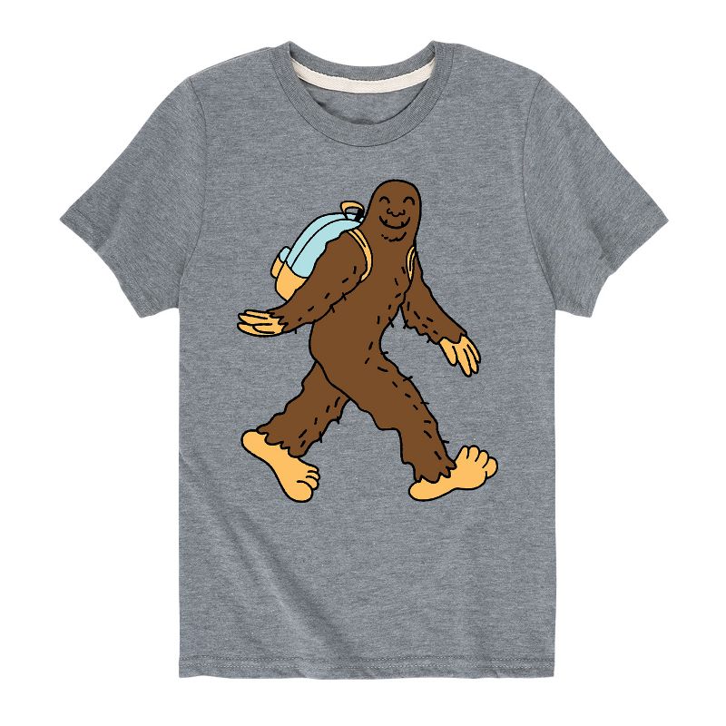 تي شيرت ساسكواتش برسومات جرافيكية بأكمام قصيرة وحقيبة ظهر للأولاد - رسالة فورية