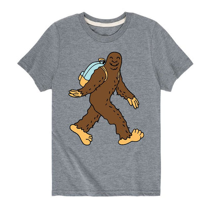 تي شيرت ساسكواتش برسومات جرافيكية بأكمام قصيرة وحقيبة ظهر للأولاد - رسالة فورية