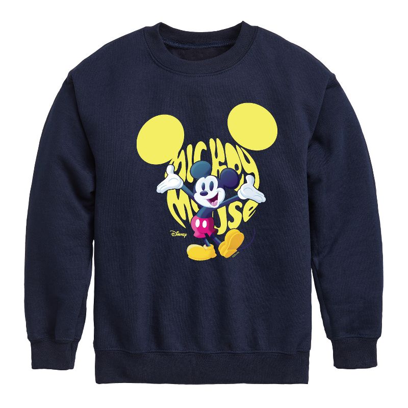 Boys' - Disney - Mickey Logo Graphic Long Sleeve Fleece Sweatshirt