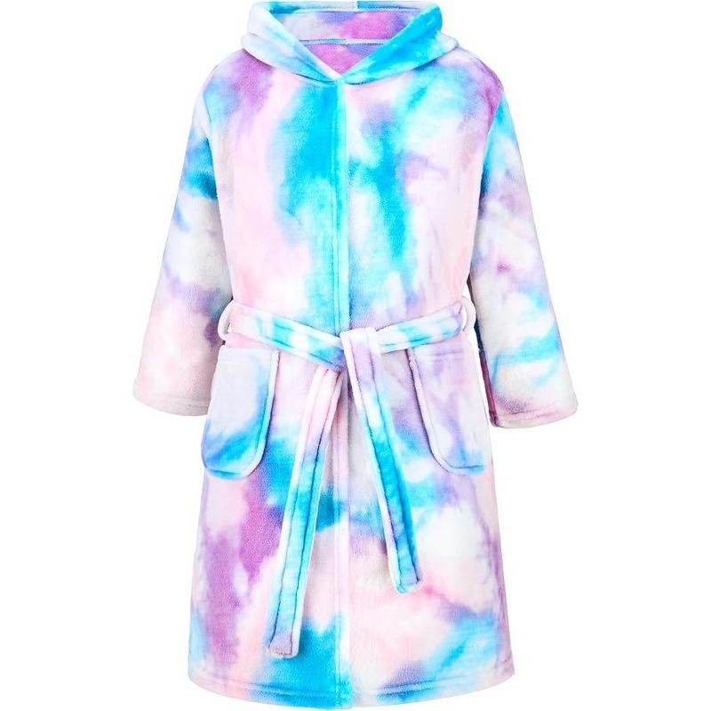 Joyfy Christmas Kids Light Purple Robes for Girls, Hooded Girls Bath Robe, Girls Christmas Pajamas