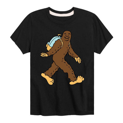 تي شيرت ساسكواتش برسومات جرافيكية بأكمام قصيرة وحقيبة ظهر للأولاد - رسالة فورية