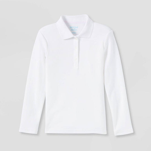 Girls' Long Sleeve Interlock Uniform Polo Shirt - Cat & Jack™